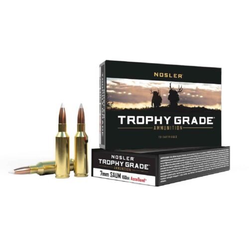 Nosler Trophy Grade 7mm SAUM (Remington SA Ultra Mag) 160gr FMJSP Rifle Ammo – 20 Rounds