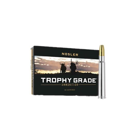 Nosler Trophy-Grade Safari 375 H&H Magnum 300gr Solid Point Rifle Ammo – 20 Rounds