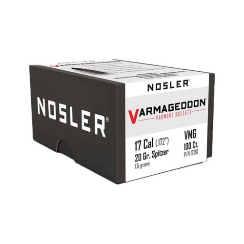 Nosler Varmageddon 17 Caliber 20gr Spitzer Point Reloading Bullets – 100 Rounds