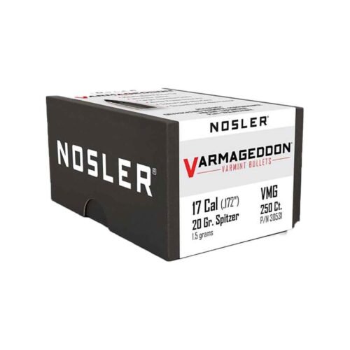 Nosler Varmageddon 17 Caliber 20gr Spitzer Point Reloading Bullets – 250 Rounds