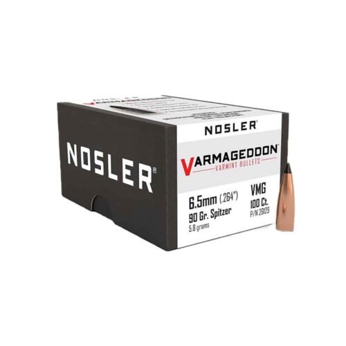 Nosler Varmageddon 264 Caliber/6.5mm 90gr Spitzer Point Reloading Bullets – 100 Rounds