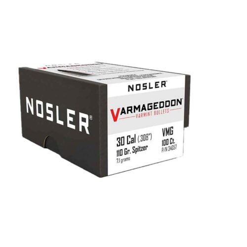 Nosler Varmageddon 30 Caliber 110gr Spitzer Point Reloading Bullets – 100 Rounds