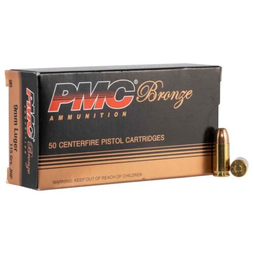 PMC Bronze 9mm Luger 115gr JHP Handgun Ammo – 50 Rounds