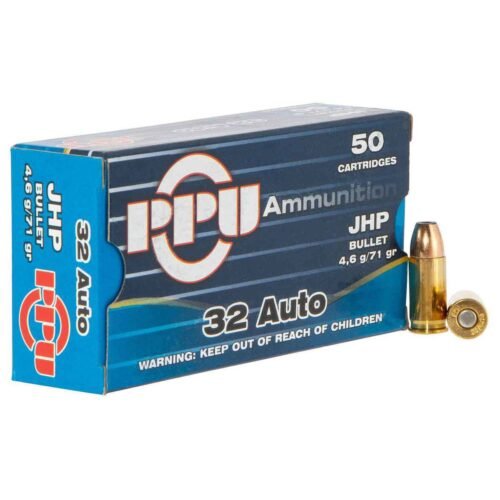 PPU Defense 32 Auto (ACP) 71gr JHP Handgun Ammo – 50 Rounds