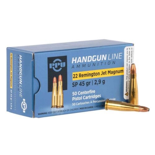 PPU Handgun 22 Remington Jet 45gr SP Handgun Ammo – 50 Rounds