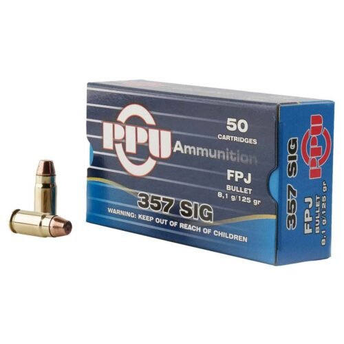 PPU Handgun 357 SIG 125gr FPJ Handgun Ammo – 50 Rounds