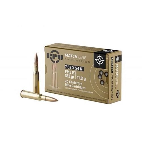 PPU Match 7.62x54R 182gr FMJ Rifle Ammo – 20 Rounds