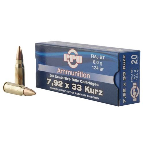 PPU Metric Rifle 7.92x33mm Kurz 124gr FMJ Rifle Ammo – 20 Rounds