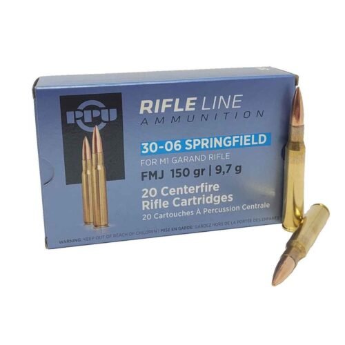 PPU Standard Rifle 30-06 Springfield 150gr FMJ Rifle Ammo – 20 Rounds