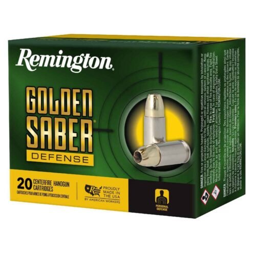 Remington Golden Saber Defense 10mm Auto 180gr Brass Jacketed Hollow Point Handgun Ammo – 20 Rounds