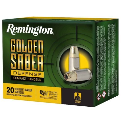 Remington Golden Saber Defense Compact 10mm Auto 180gr Brass Jacketed Hollow Point Handgun Ammo – 20 Rounds