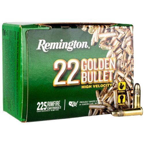 Remington High Velocity Golden Bullet 22 Long Rifle 36gr Hollow Point Rimfire Rifle Ammo – 225 Rounds