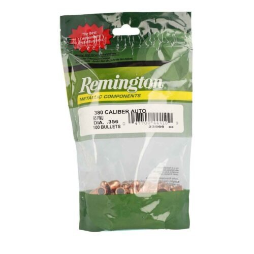 Remington Metallic Components 380 Caliber Full Metal Jacket 95gr Handgun Reloading Bullets – 100 Count