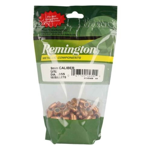 Remington Metallic Components 9mm Full Metal Jacket 124gr Handgun Reloading Bullets – 100 Count