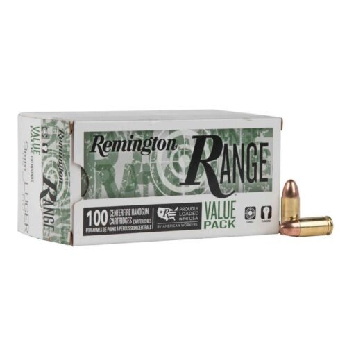 Remington Range 9mm Luger 115gr FMJ Handgun Ammo – 100 Rounds