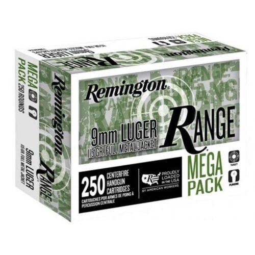 Remington Range 9mm Luger 115gr Full Metal Jacket Handgun Ammo – 250 Rounds