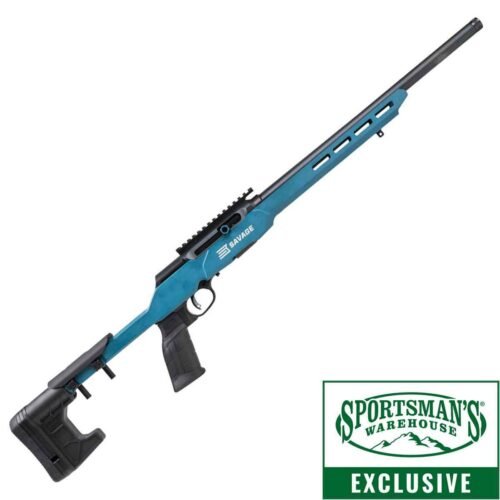 Savage A22 Precision 22 Long Rifle 18in Blue Titanium/Black Semi Automatic Modern Sporting Rifle – 10+1 Rounds