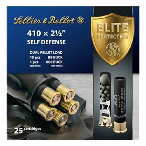 Sellier & Bellot 410 Gauge 2-1/2in #000 Buck 1/2oz Buckshot Shotshells – 25 Rounds