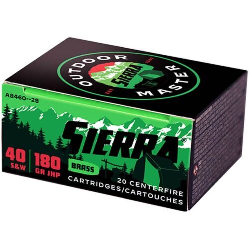 Sierra Outdoor Master 40 S&W 180gr JHP Handgun Ammo – 20 Rounds