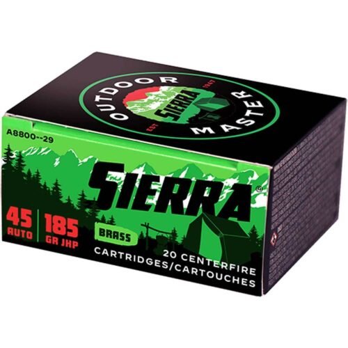 Sierra Outdoor Master 45 Auto (ACP) 185gr JHP Handgun Ammo – 20 Rounds