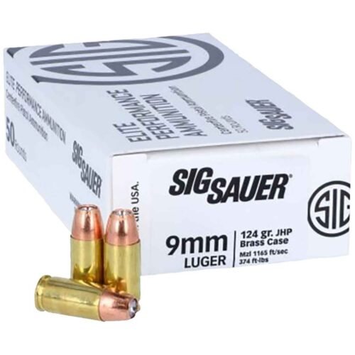 Sig Sauer Elite Defense 9mm Luger 124gr JHP Handgun Ammo – 50 Rounds