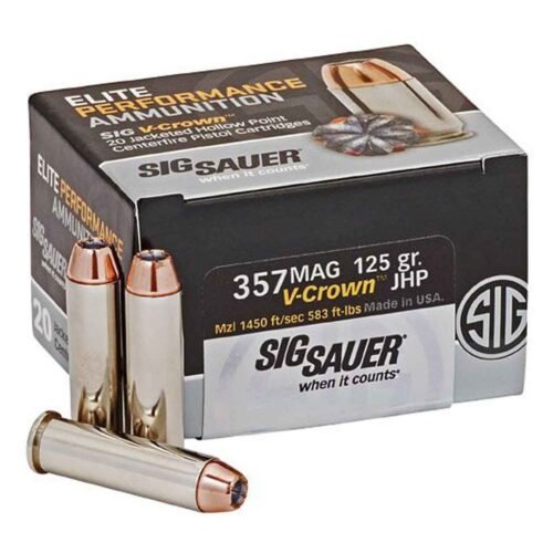 Sig Sauer Elite Performance V-Crown 357 Magnum 125gr JHP Centerfire Handgun Ammo – 20 Rounds