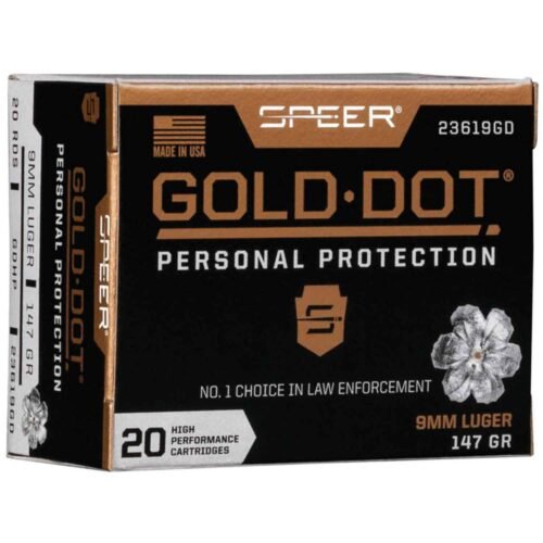 Speer Gold Dot 9mm Luger 147gr HP Handgun Ammo – 20 Rounds