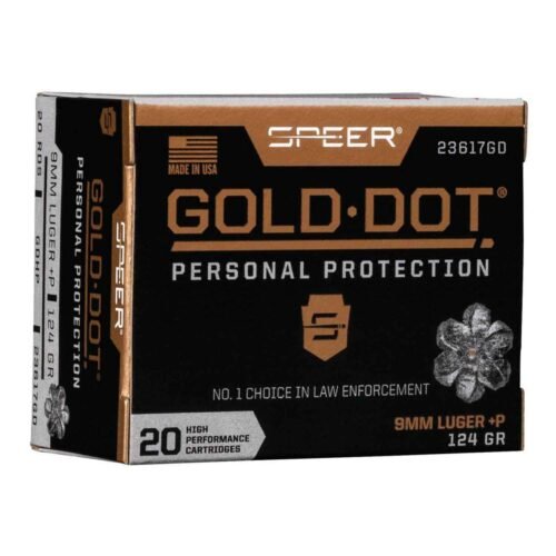 Speer Gold Dot 9mm Luger+P 124gr HP Handgun Ammo – 20 Rounds