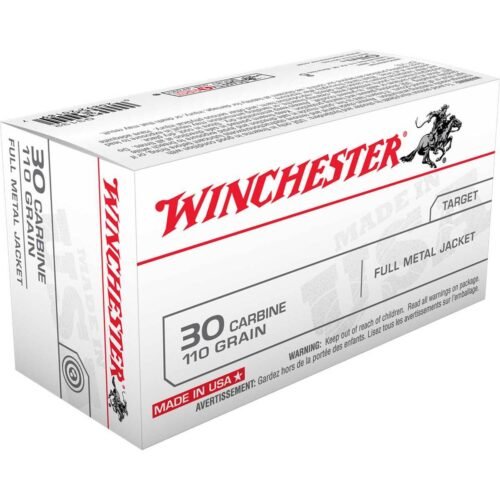 Winchester 30 Carbine 110gr FMJ Rifle Ammo – 50 Rounds