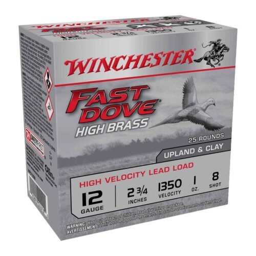 Winchester Fast Dove High Brass 12 Gauge 2-3/4in #8 1oz Upland Shotshells – 25 Rounds