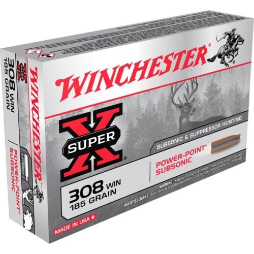 Winchester Super-X 308 Winchester 185gr Power-Point Subsonic Rifle Ammo – 20 Rounds