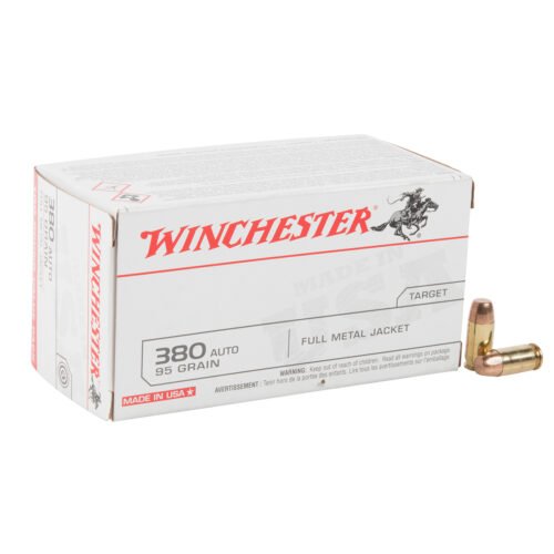 Winchester Target 380 Auto (ACP) 95gr FMJ Handgun Ammo – 100 Rounds