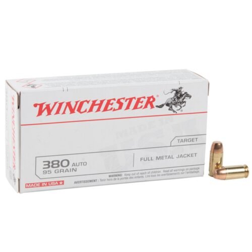 Winchester Target 380 Auto (ACP) 95gr FMJ Handgun Ammo – 50 Rounds