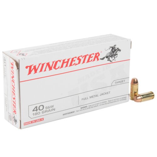 Winchester Target 40 S&W 180gr FMJ Handgun Ammo – 50 Rounds