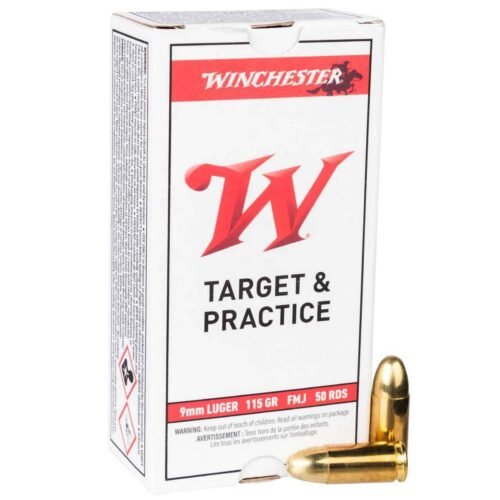 Winchester USA White Box 9mm Luger 115gr FMJ Handgun Ammo – 50 Rounds