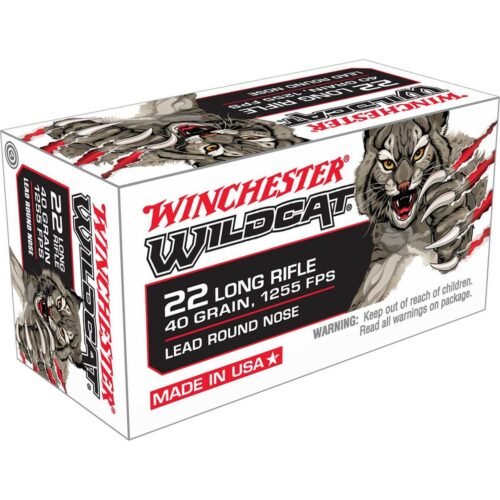 Winchester Wildcat 22 Long Rifle 40gr Round Nose Rimfire Ammo – 50 Rounds