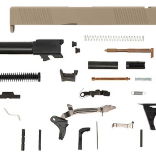 Glock® 19 Compatible Pistol Build Kit w/ FDE Front & Rear Serrated Slide